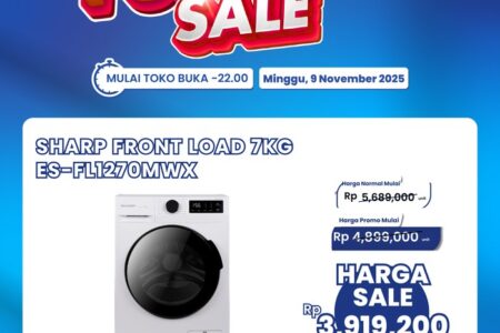 Kesempatan Emas! Mesin Cuci Front Load 7KG Hanya Rp 3 Jutaan di Transmart Full Day Sale Hari Ini!